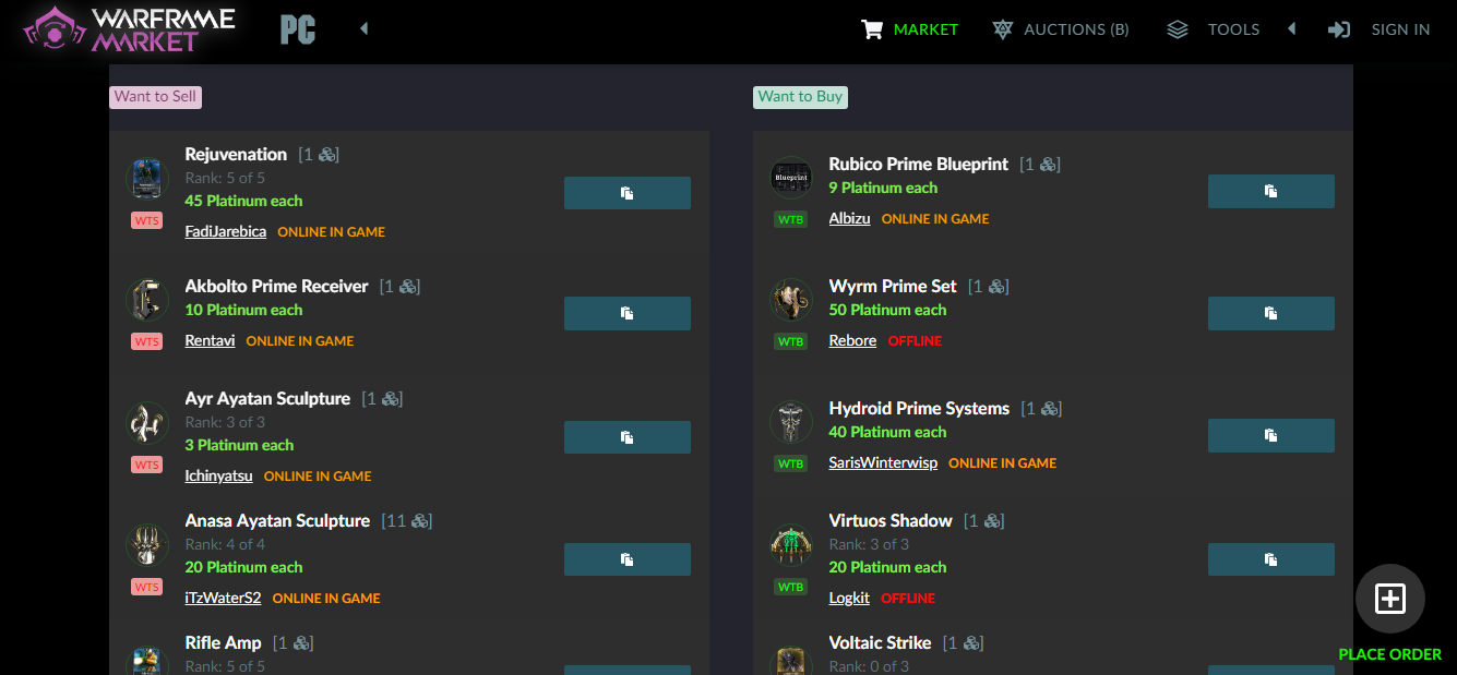 warframe market dark