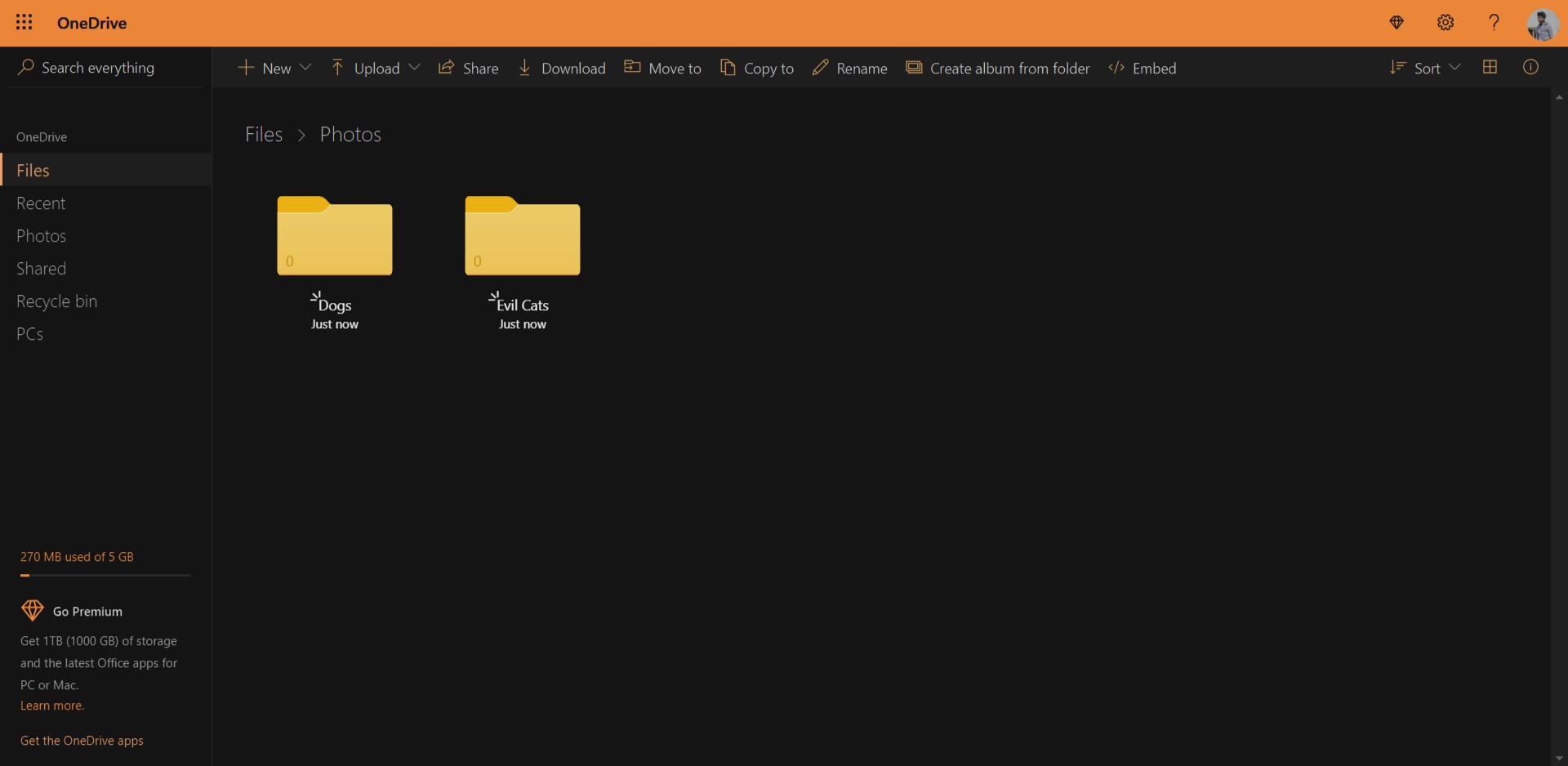 Dark OneDrive