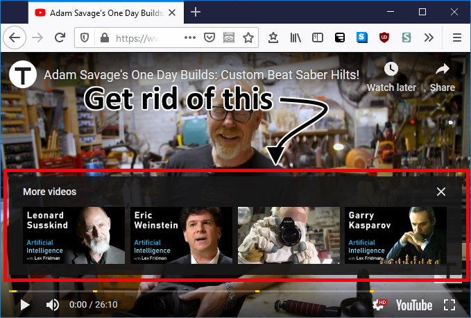 Hide "More videos" in embeded YouTube videos