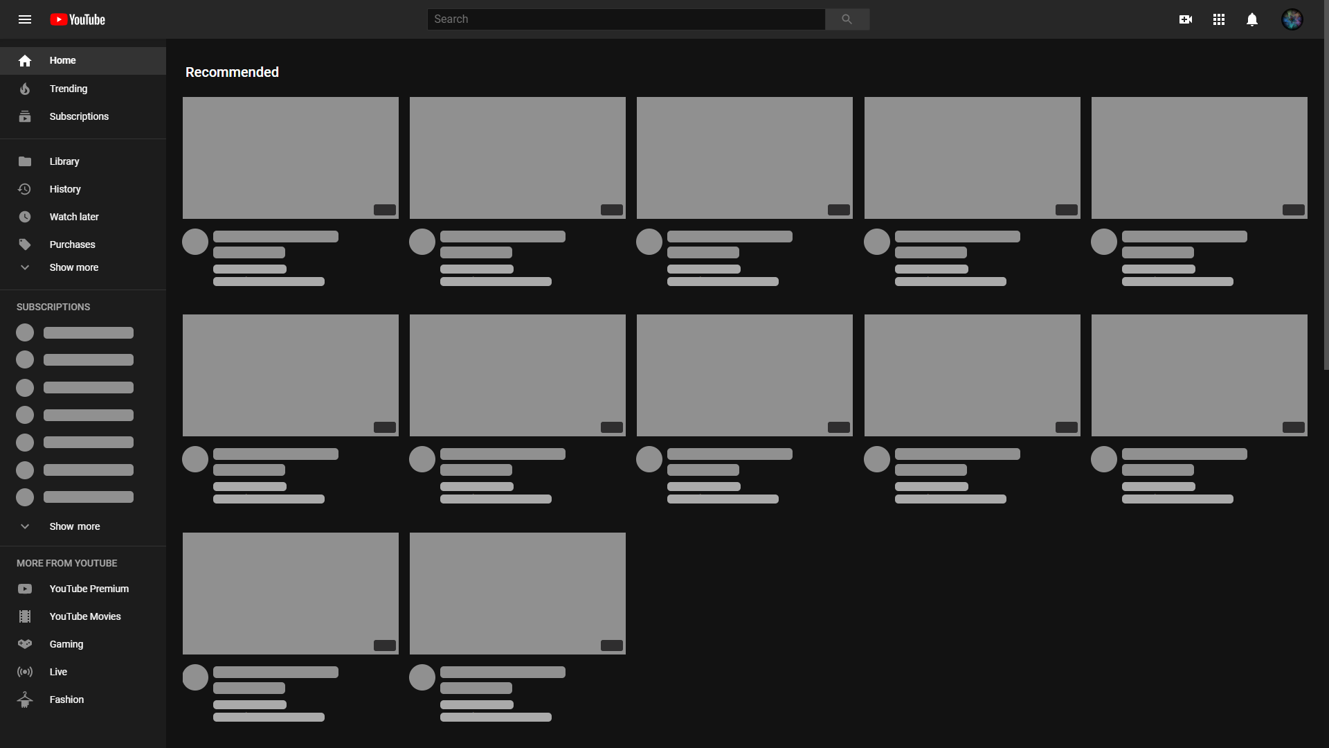YouTube Recommendation Grid Settings