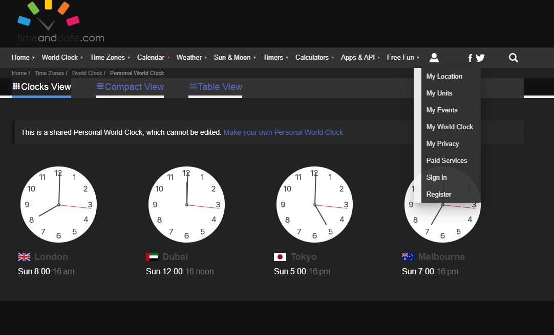Time And Date - Dark Mode