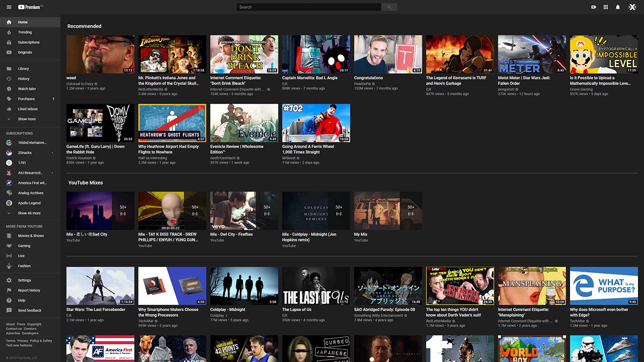 Show more items on YouTube