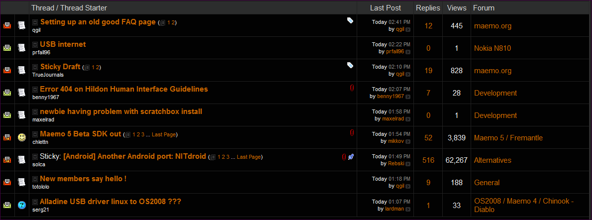 Tweaks to talk.maemo.org "Classic Dark" theme