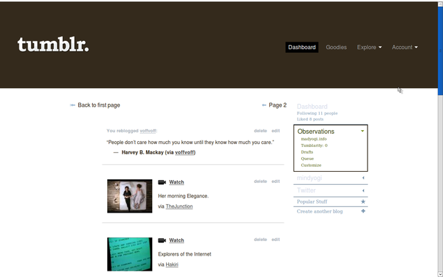 Clean tumblr dashboard