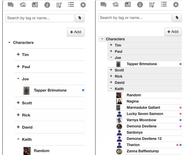 Roll20 Tighter Sidebar Lists