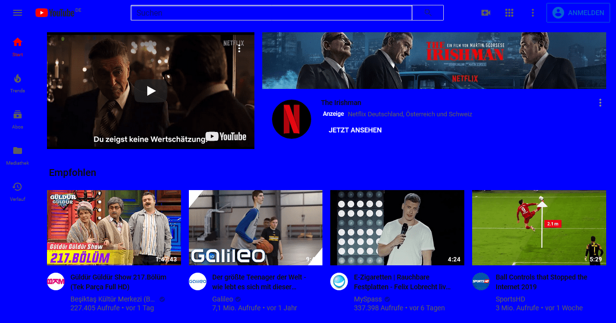 Youtube Blue background