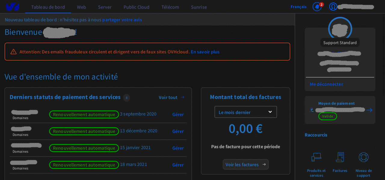 OVH Manager Dark