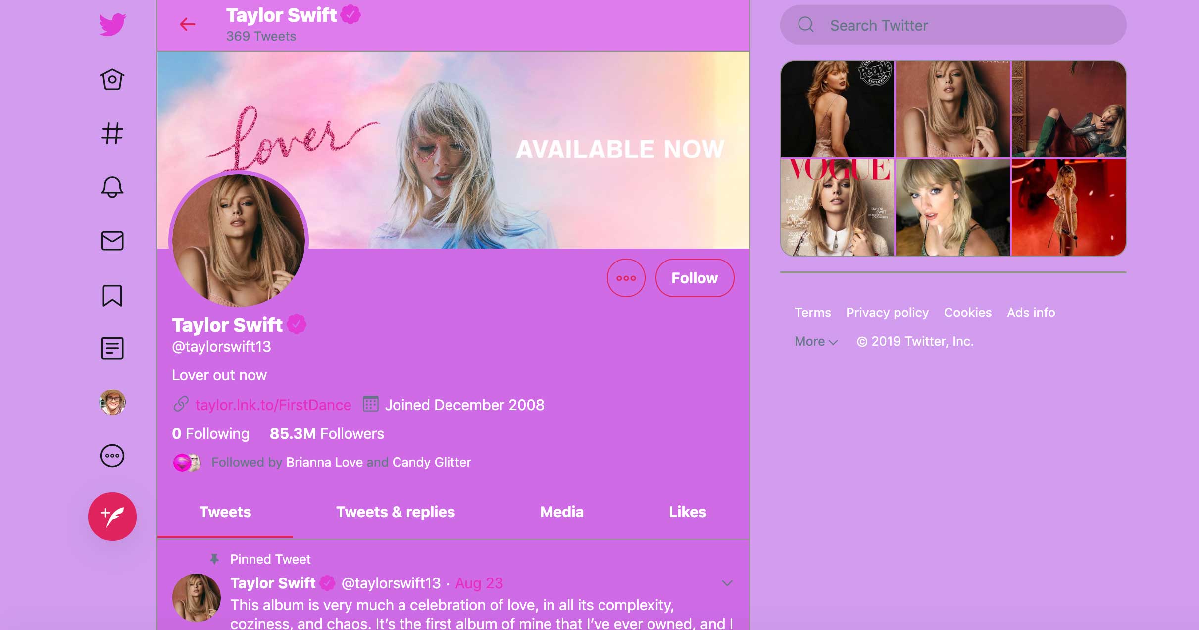 Twitter Pink Theme