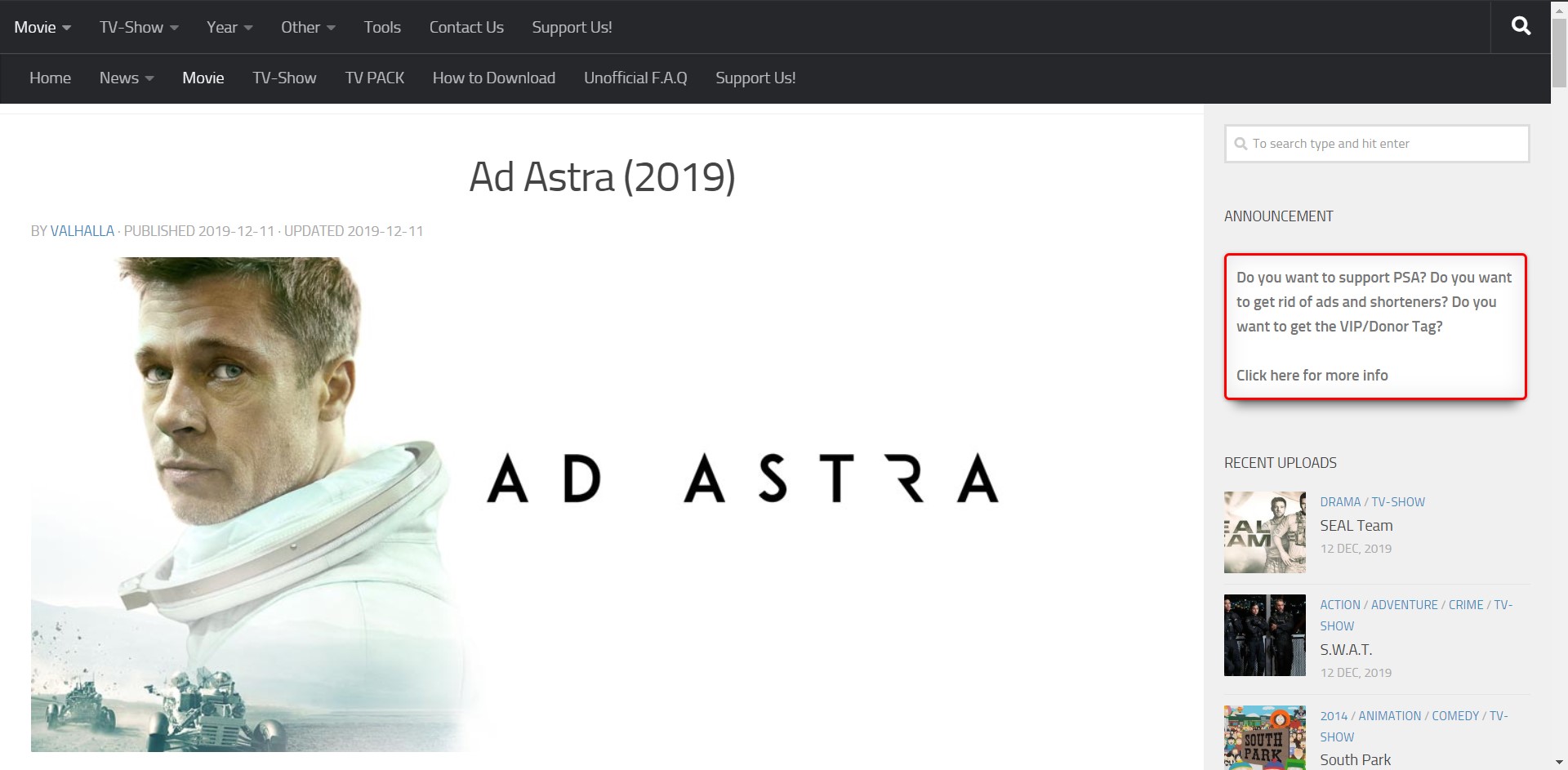 PSA Full Screen