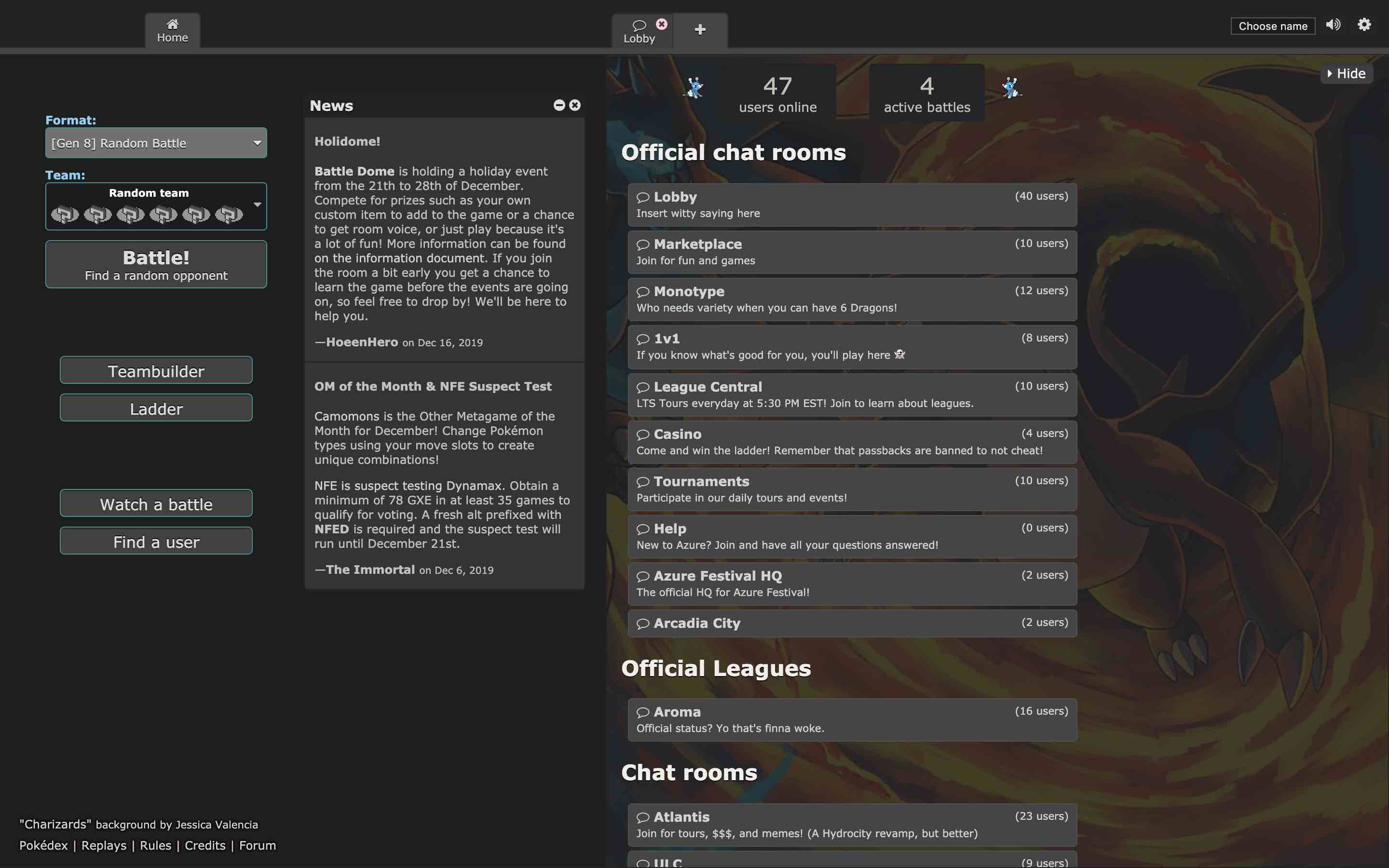 Pokemon Showdown Minimal Dark