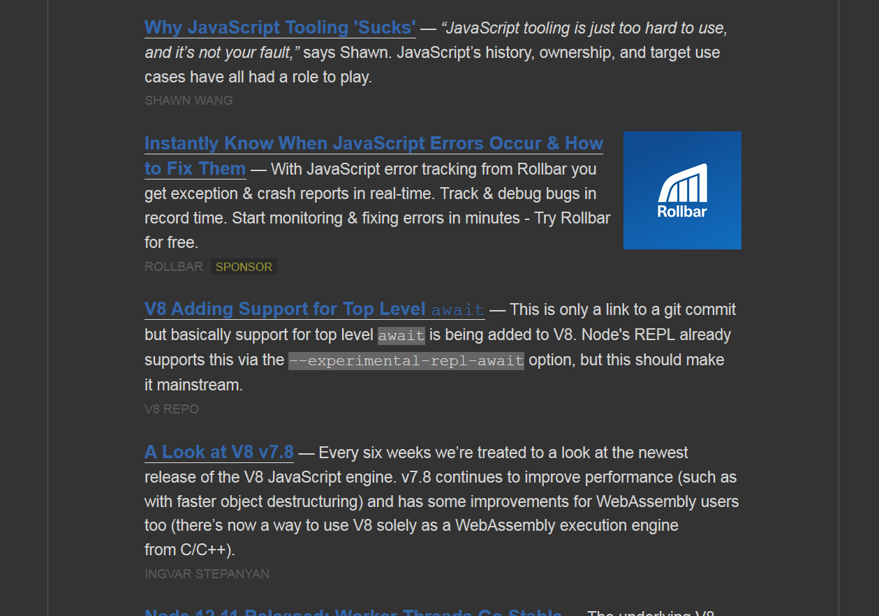 JavaScriptWeekly.com Dark
