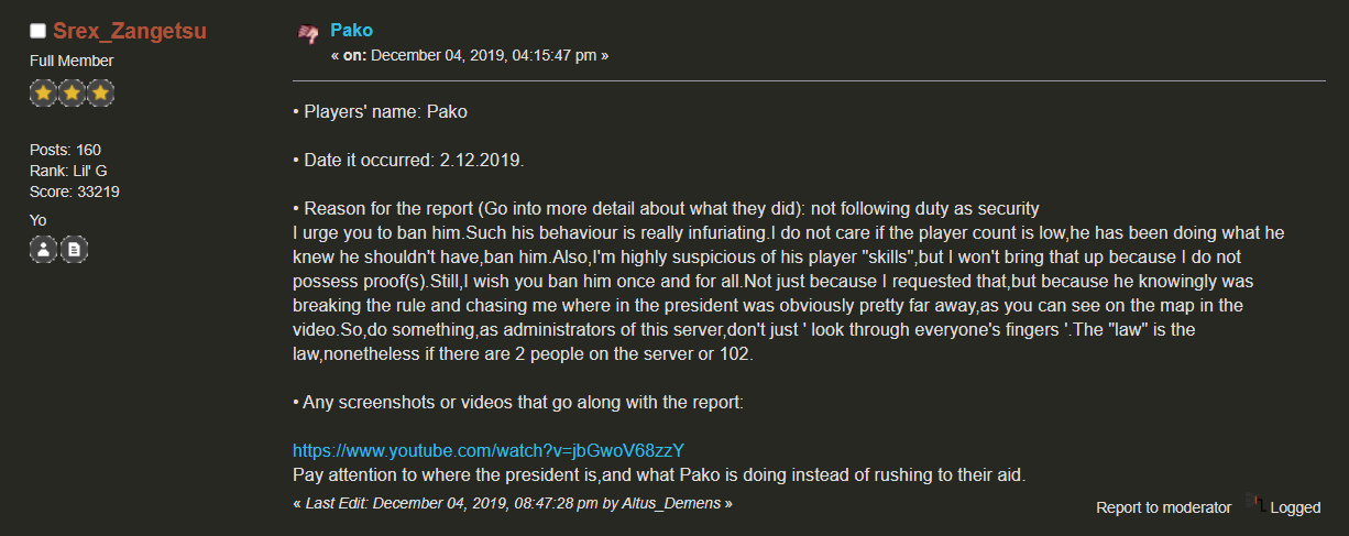 PlanB Protect the President Forum dark theme