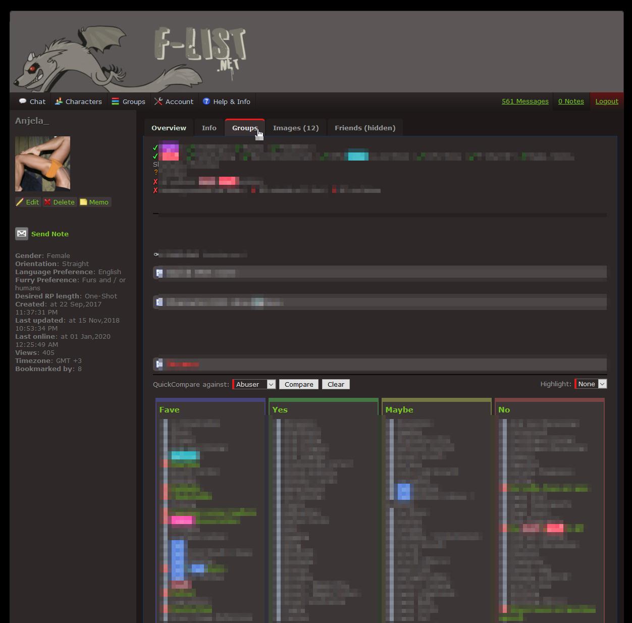 F-List Dark - Redesign (Flat, hover effects)