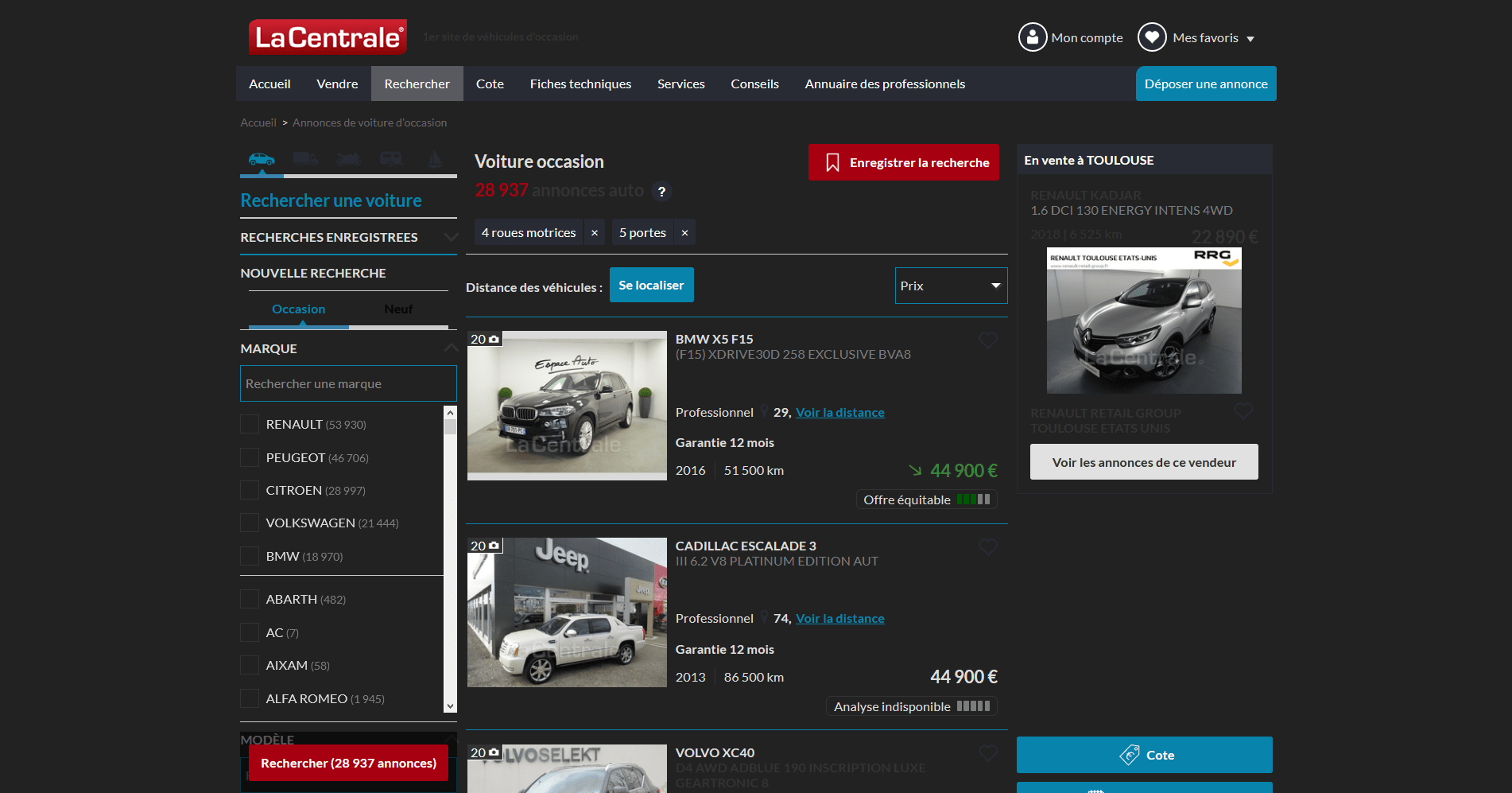 Lacentrale  Dark mode