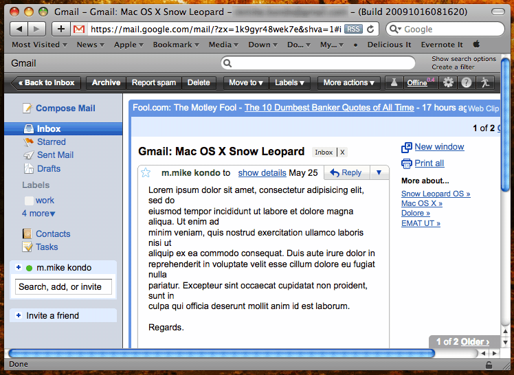 Gmail: Mac OS X Snow Leopard