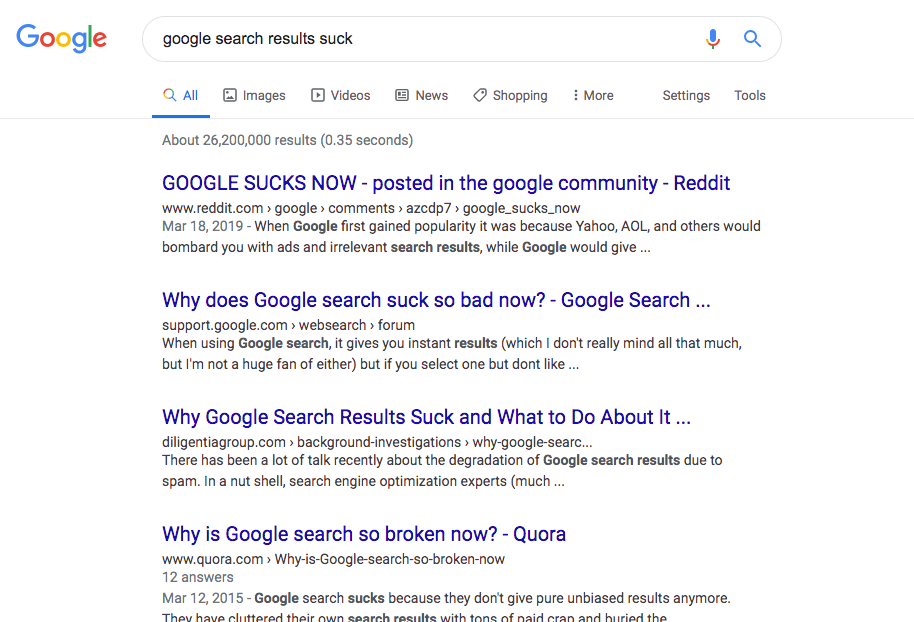 Cleanup google results