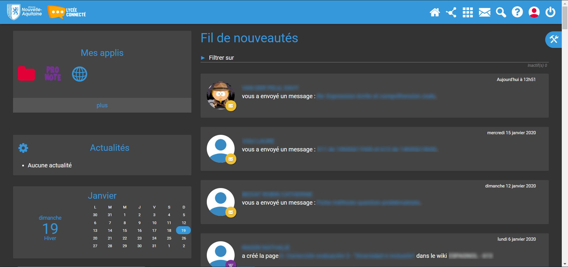Lycée connecté: mode sombre