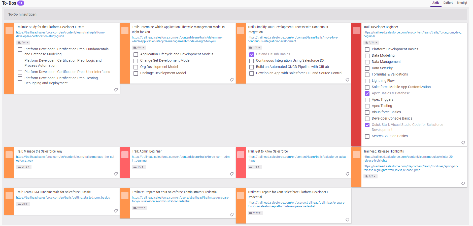 Habitica ToDo dashboard