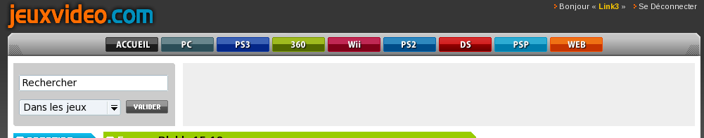 jeuxvideo.com - Menu du haut en couleurs