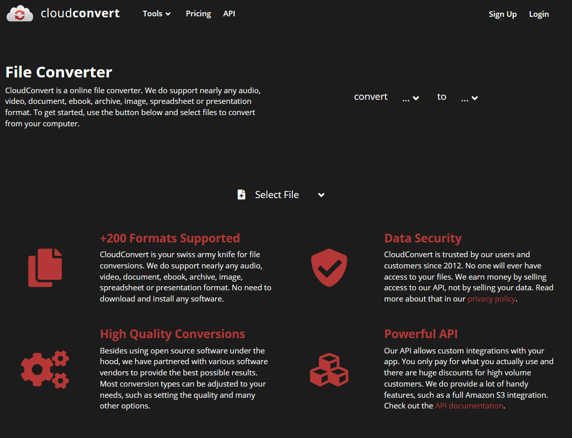 New Cloud Convert Dark
