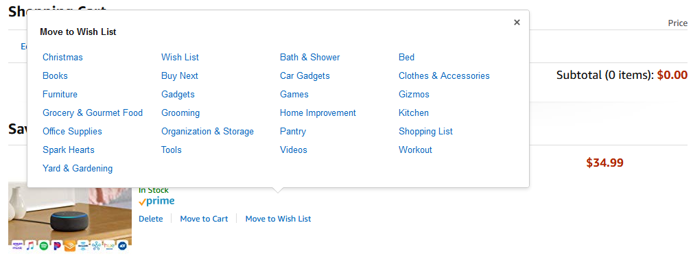 Amazon.com Cart Wishlist Popup Tweaks