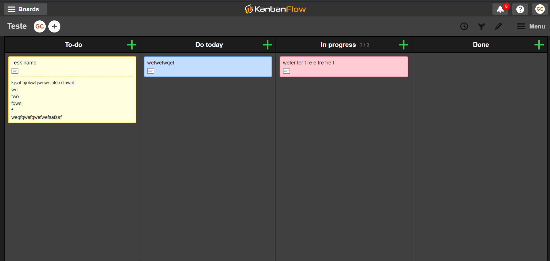 KanbanFlow Simple Dark Mode