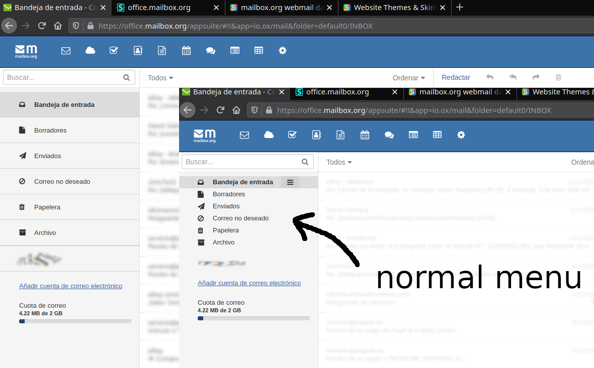 mailbox.org webmail nicer menu