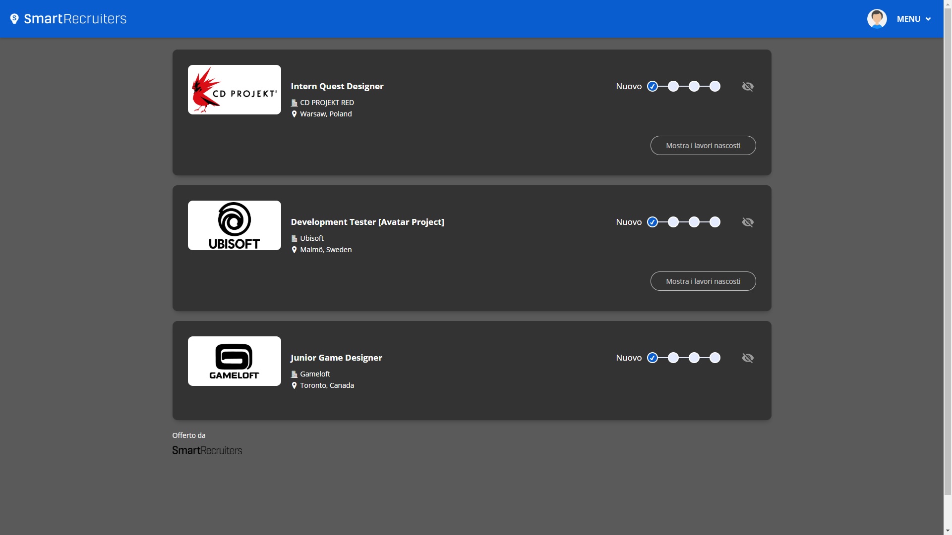 Smart recruiter companies Dark theme