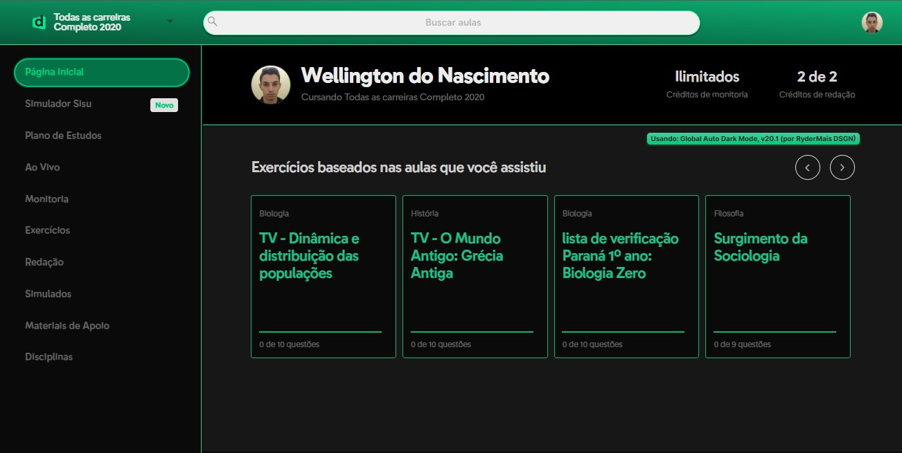 Global Dark Mode: Descomplica [WIP]