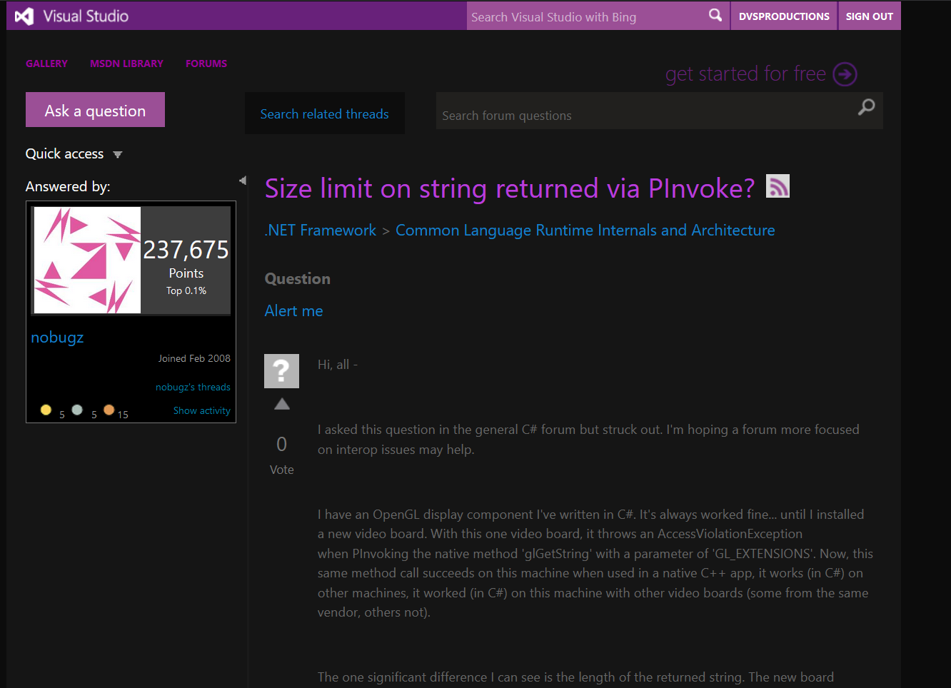 MSDN Forums Dark Mode