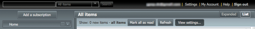 GReader Redesigned - Search Bar in Gbar