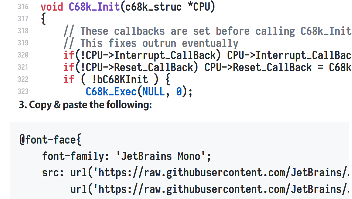 Larger font for github code