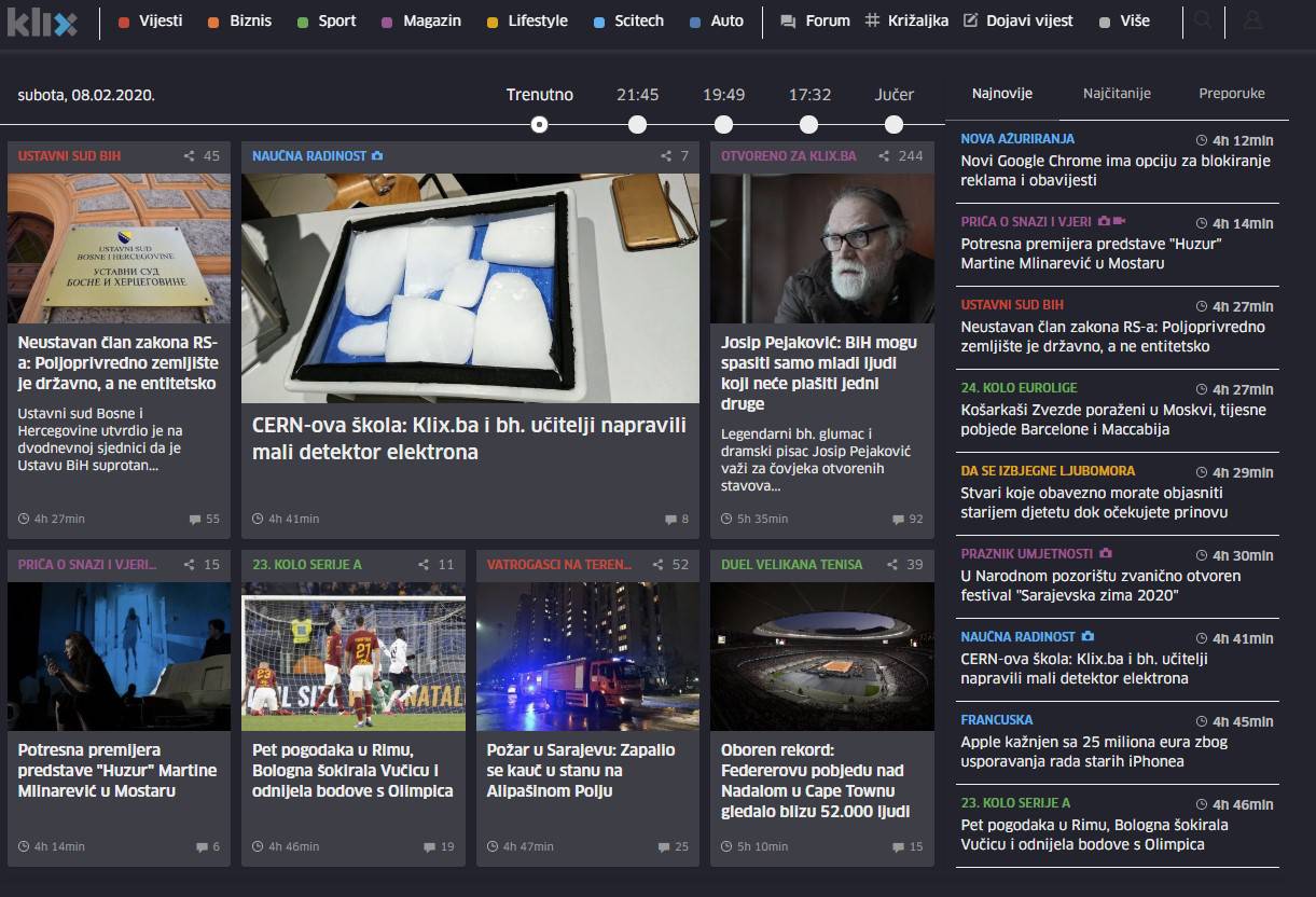 Klix.ba Dark Theme
