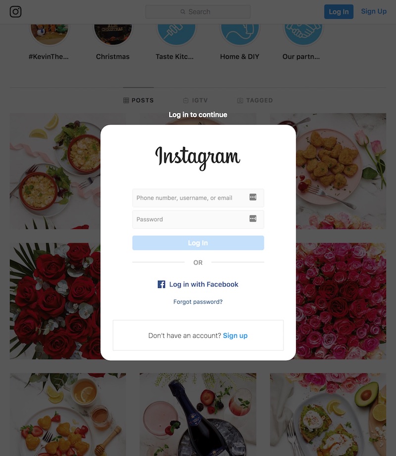 Instagram - no login overlay