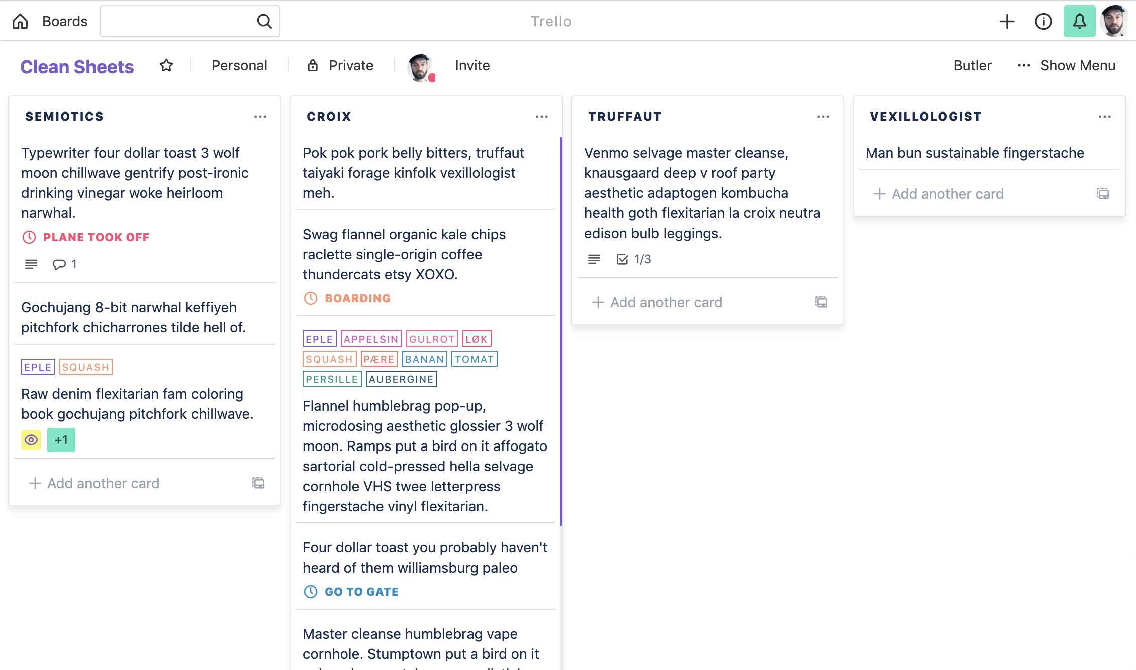 Trello Clean Sheets