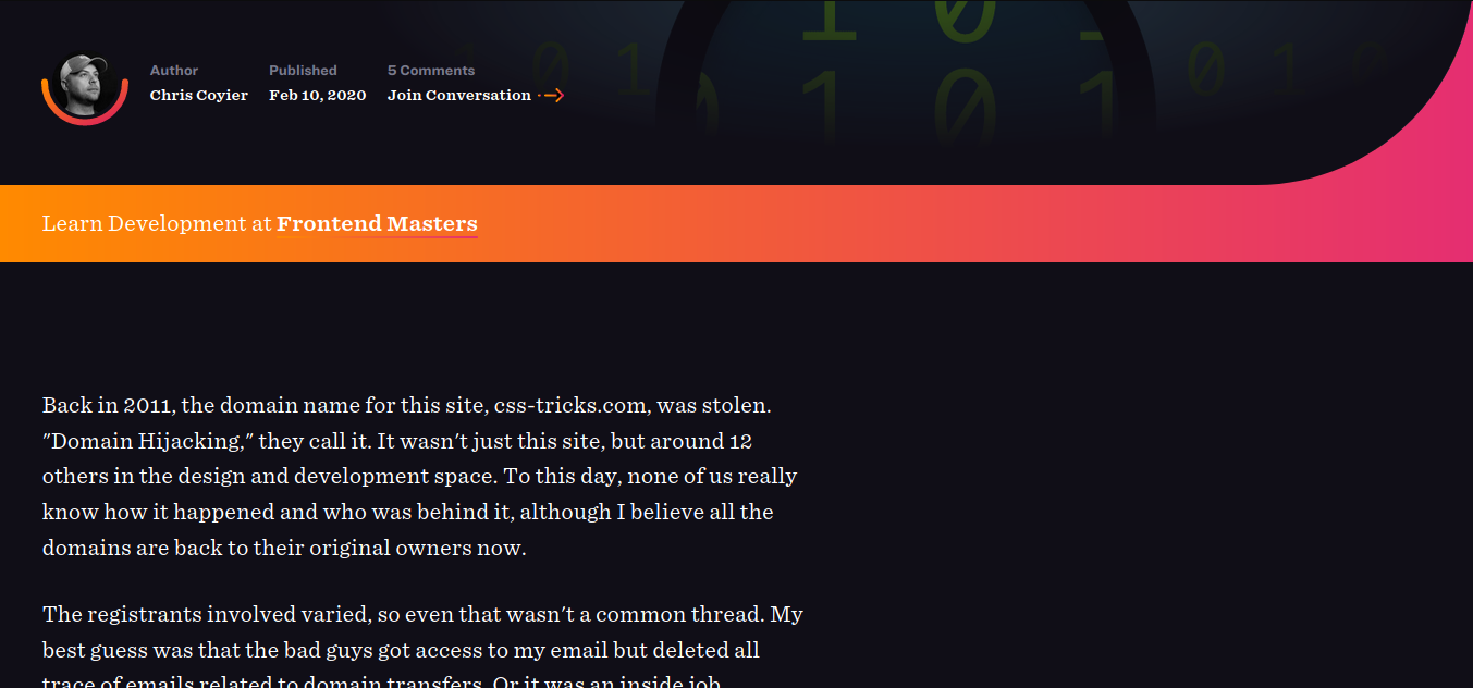 CSS-Tricks Article Dark Theme
