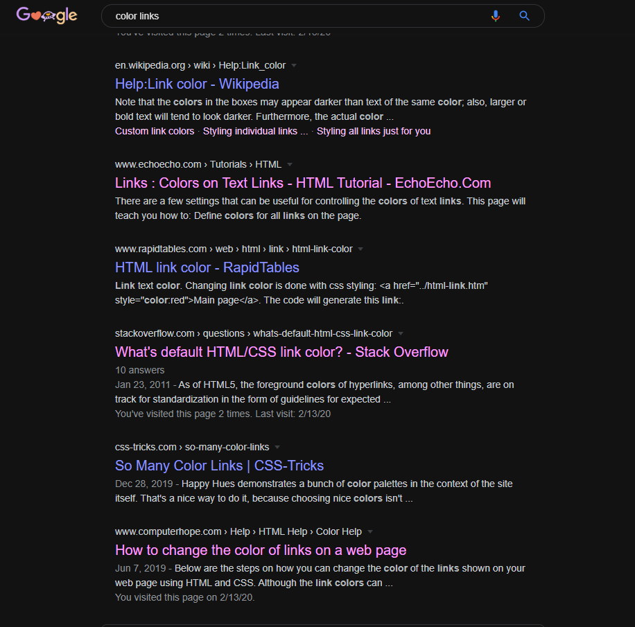 Hyperlink Color Changer for Chrome Dark Mode