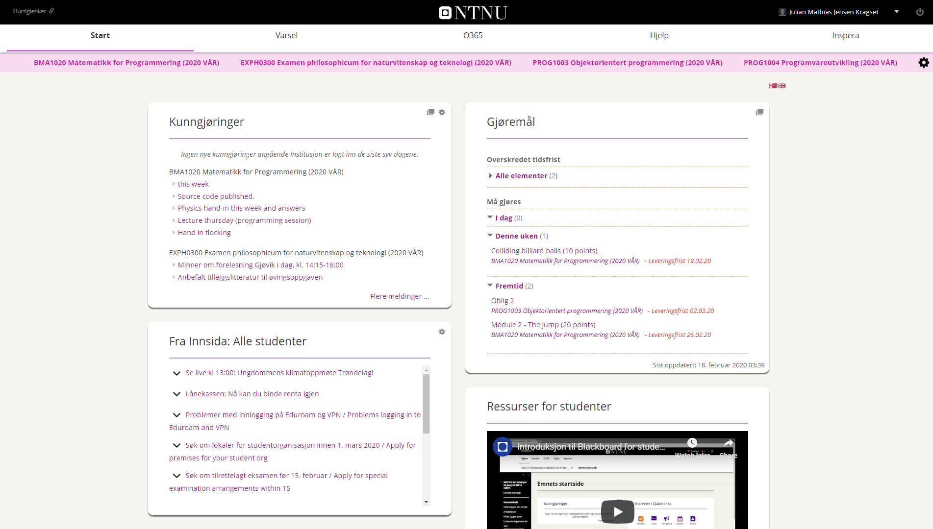 BlackBoard NTNU - Visual improvement suite