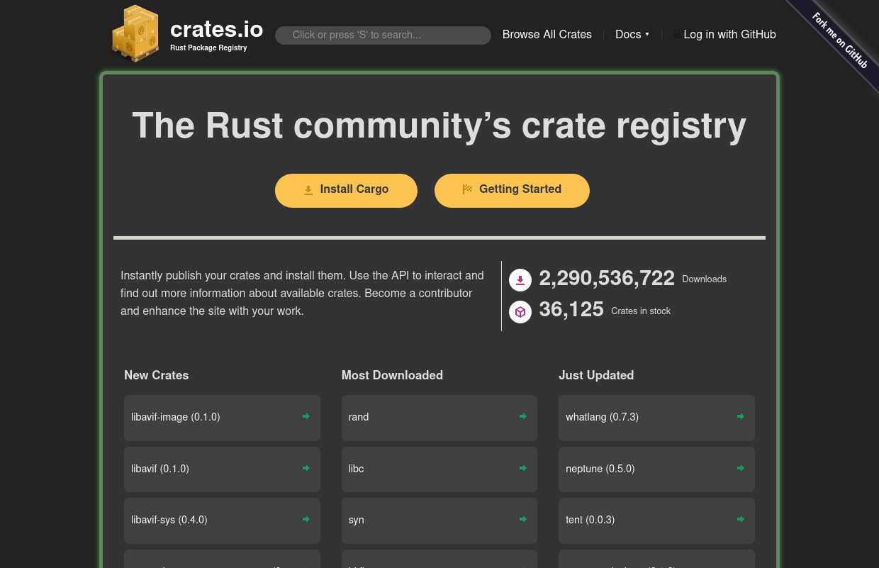Dark crates.io