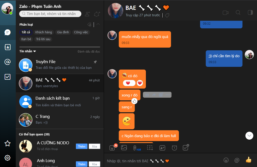 Zalo - Dark Theme
