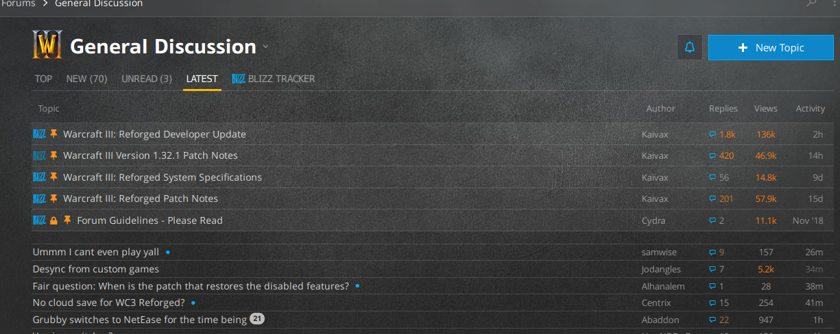 Compact Blizzard Forums