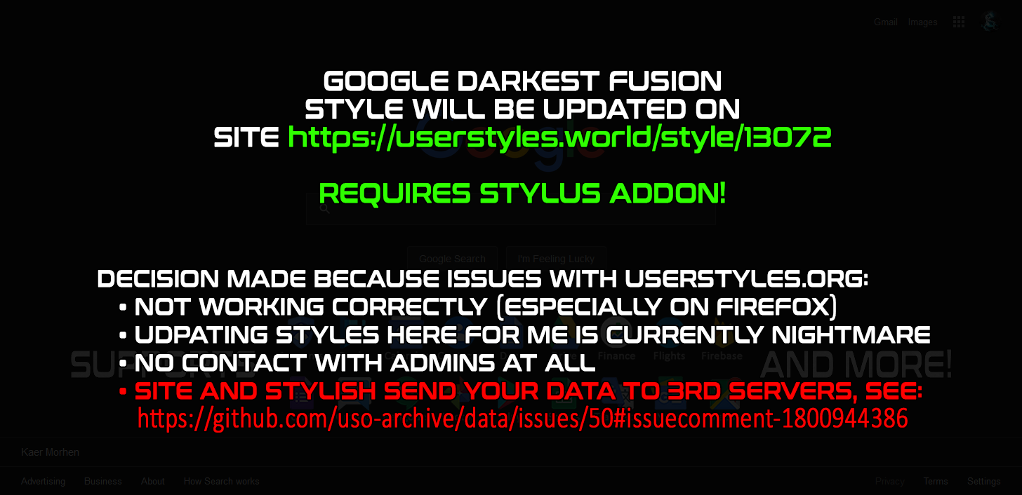 Google Darkest Fusion 2/2 [see userstyles.world]