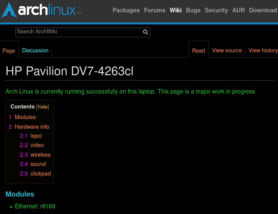 archlinux.org black