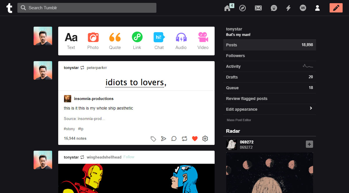Dark Mode for Tumblr