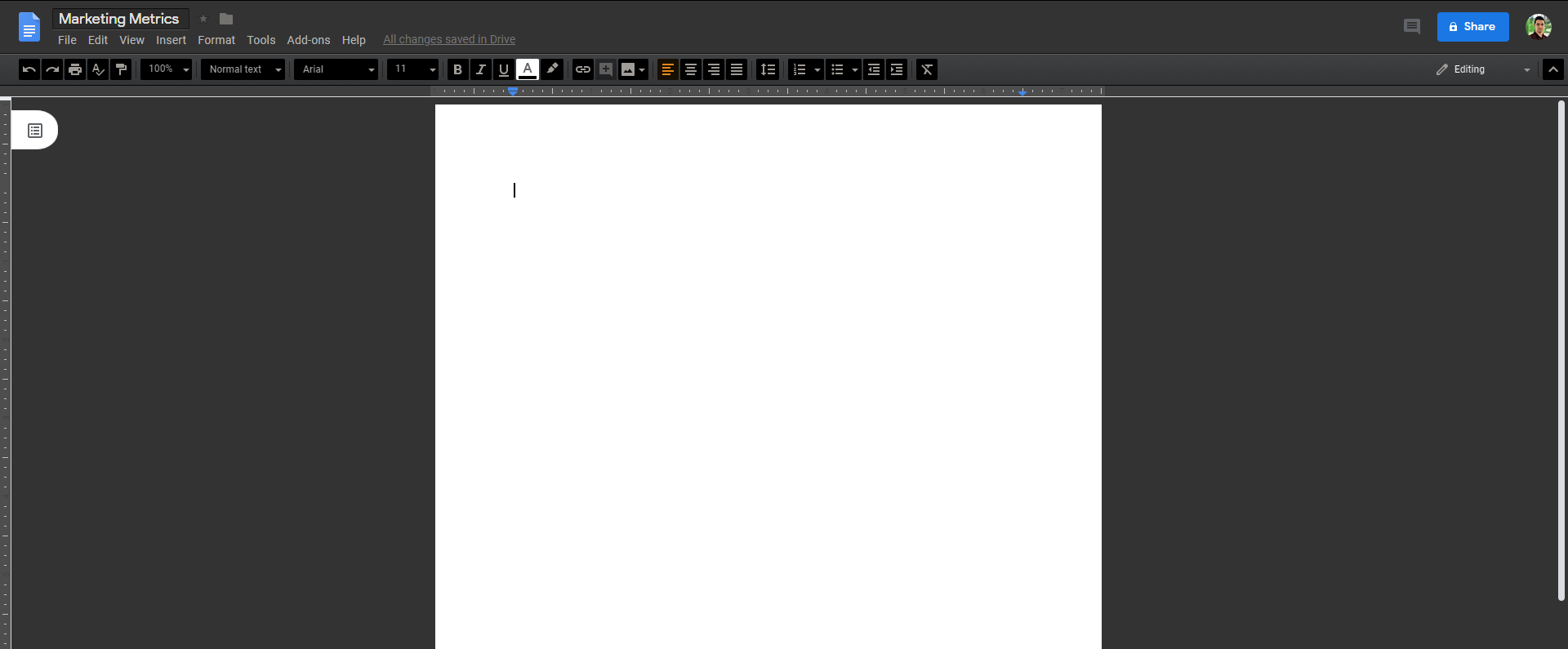 Google Docs Dark Mode Style
