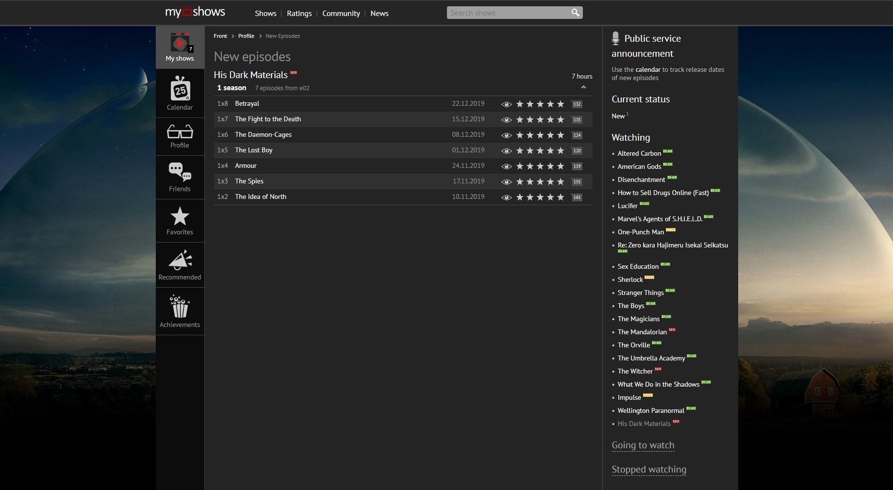 Myshows [OLD] Dark (colored)