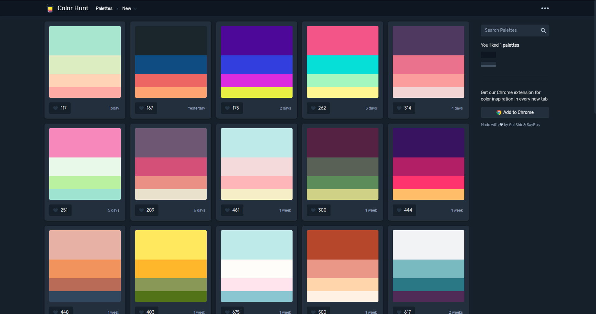 Color Hunt Dark Theme Material