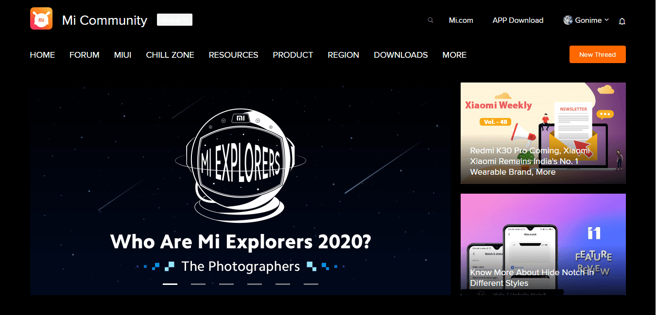Dark Theme Mi Community
