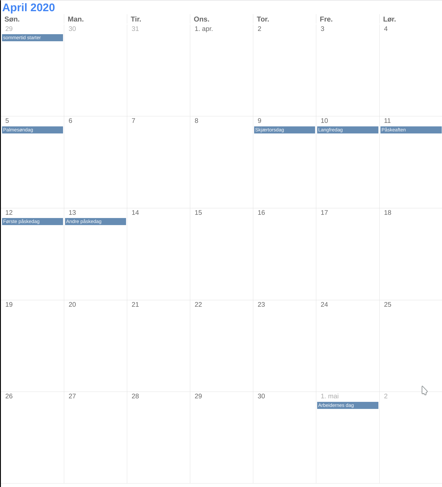 Reskinned embeded google calendar