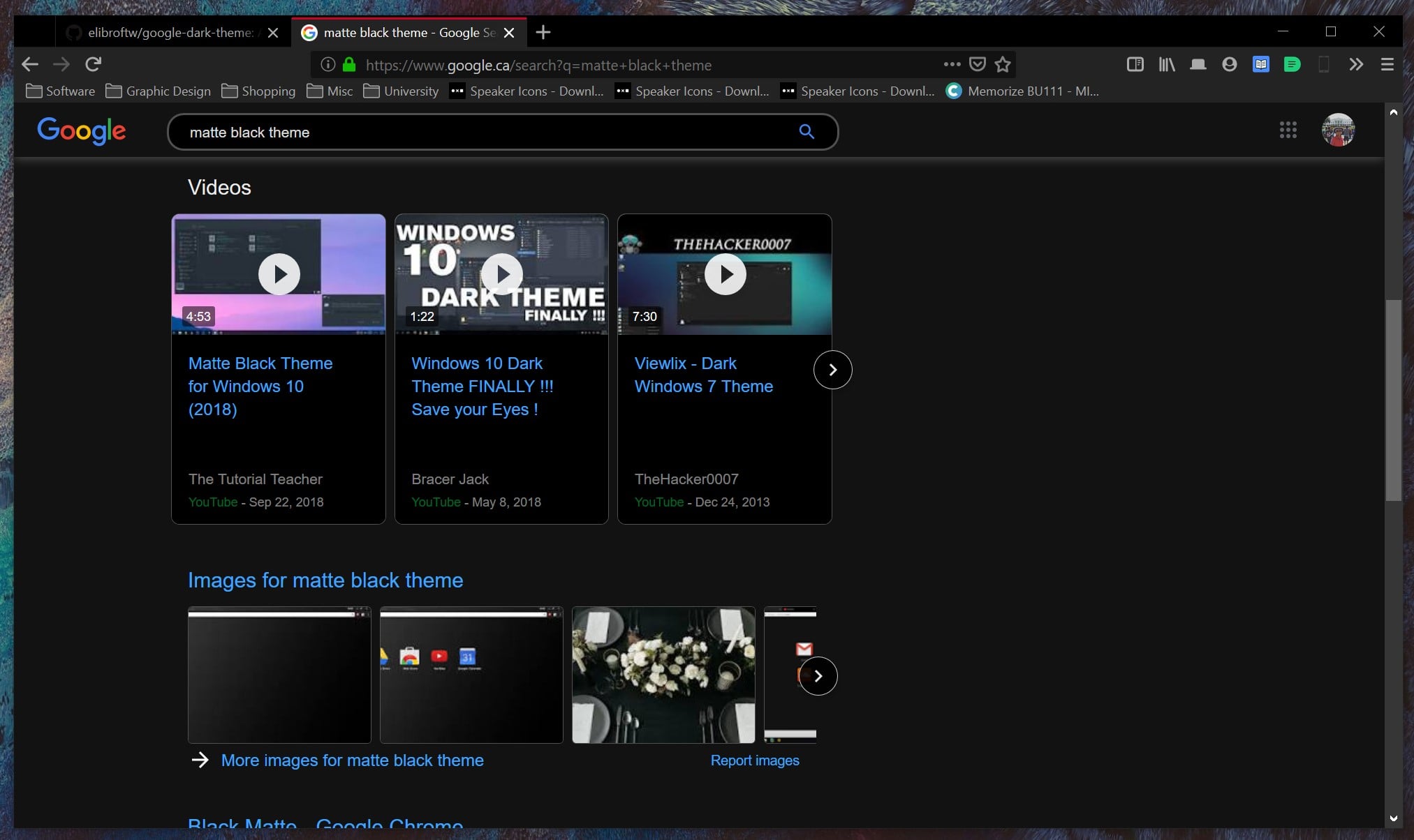 Google Searches Dark Theme